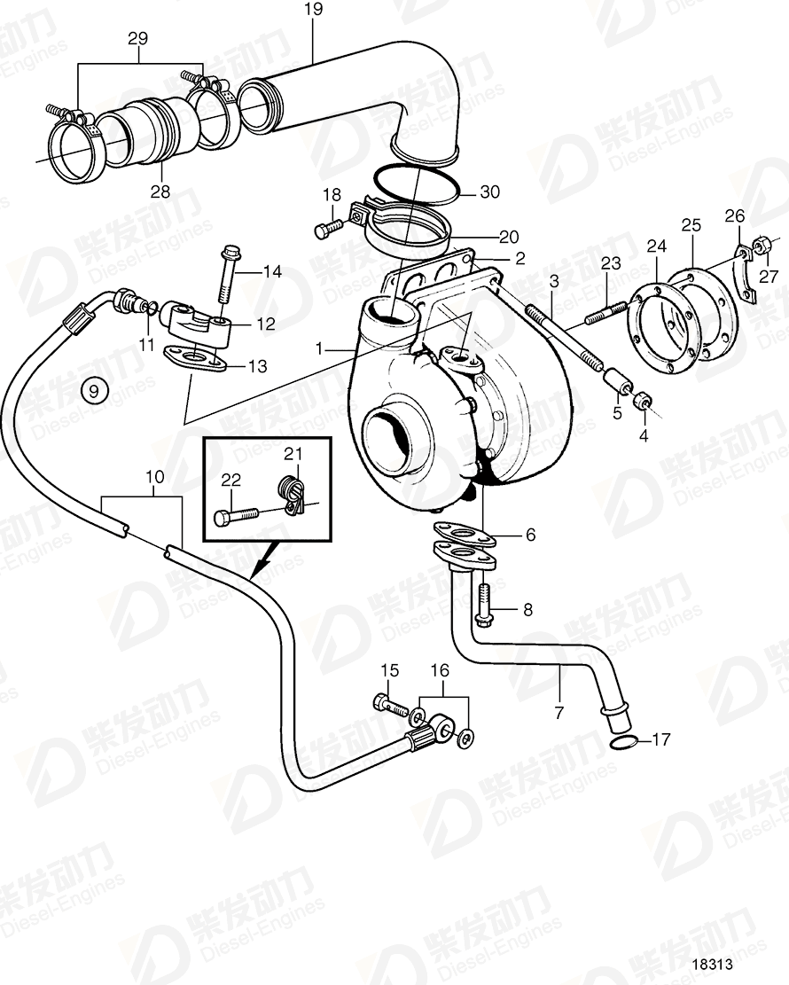 volvo penta Gasket 424628 Drawing volvo penta Gasket 424628 Drawing
